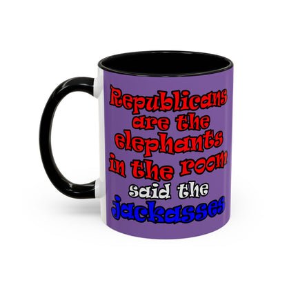 donkeys and elephants - Accent Mug (light purple)