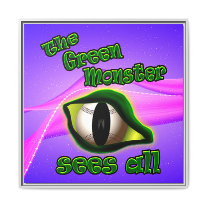 green monster - framed canvas art (purple-pink wave)