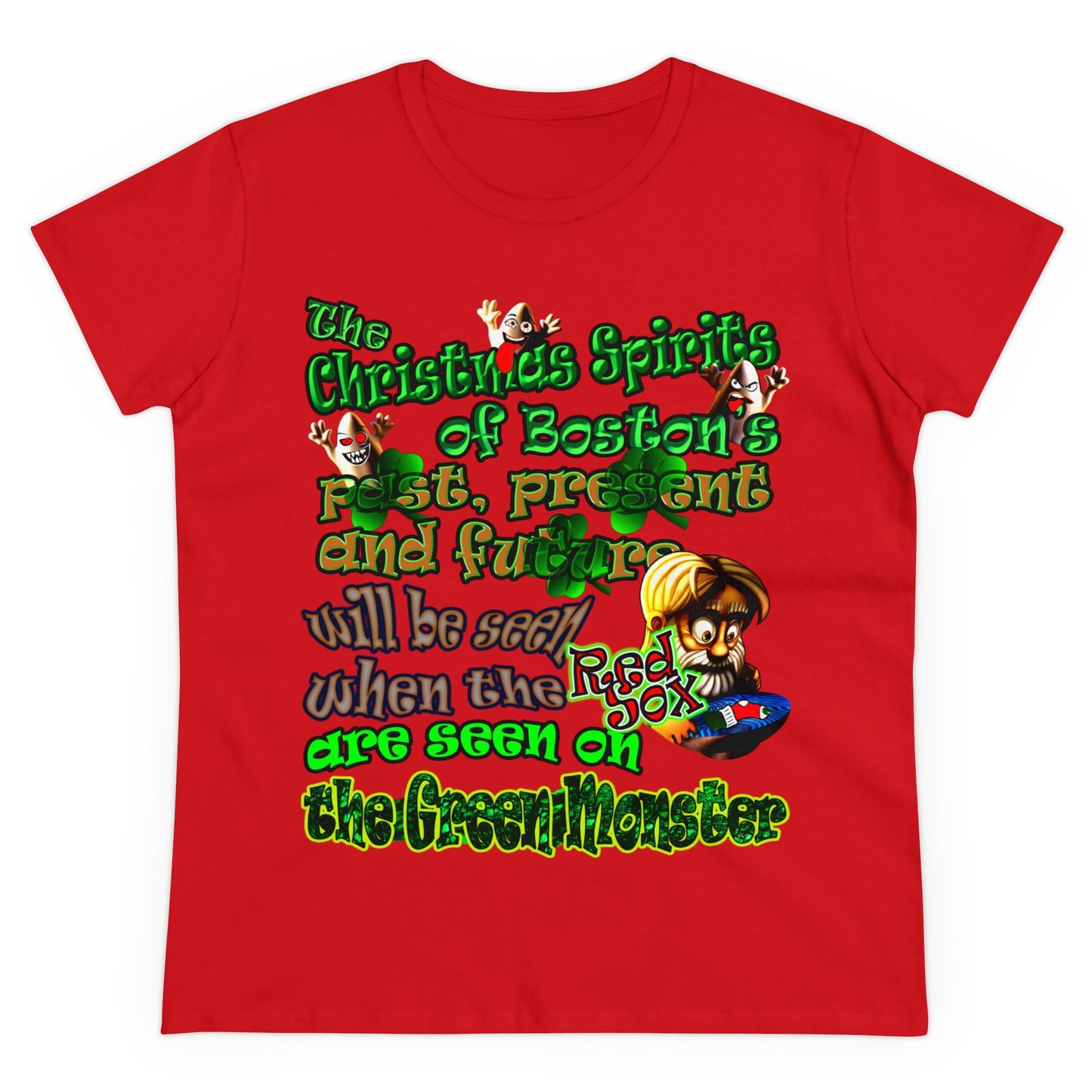 christmas spirits of boston - Women's Midweight Cotton Tee