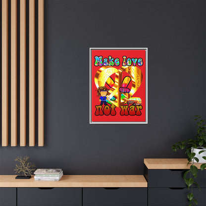 love peace - framed canvas art (red)