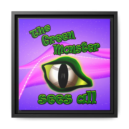 green monster - framed canvas art (purple-pink wave)