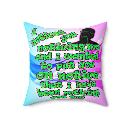 noticed you noticing - Spun Polyester Square Pillow - (light blue-pink wave)
