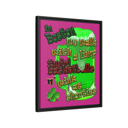 celtics logo - framed canvas art (pink)