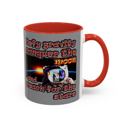 defy conquer reach - Accent Mug (grey)