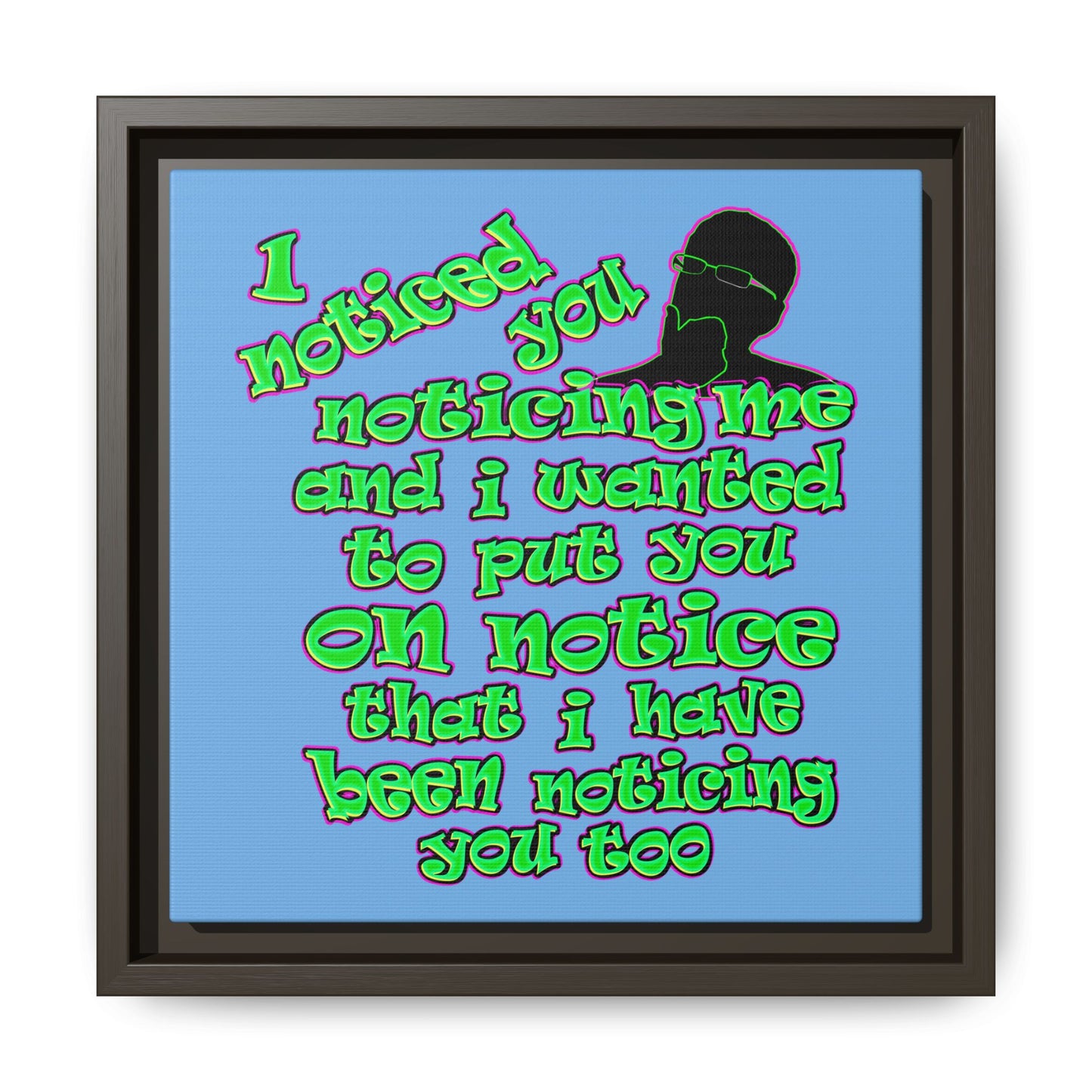 noticed you noticing - framed canvas art (light blue)