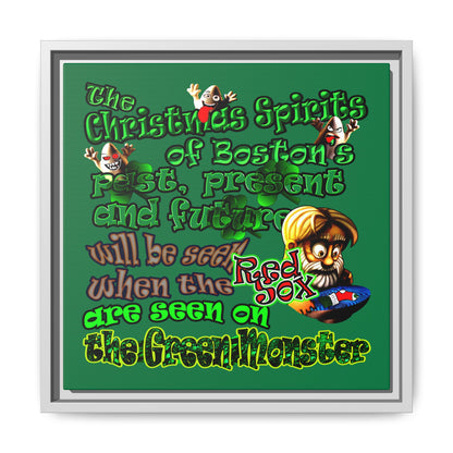 christmas spirits of boston - framed canvas art (dark green)