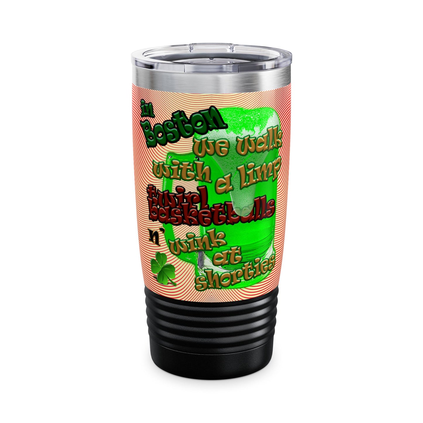 celtics logo - Ringneck Tumbler, 20oz (yellow-orange wave)
