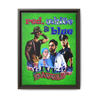 rw&b lives matter - framed canvas art (green turf)