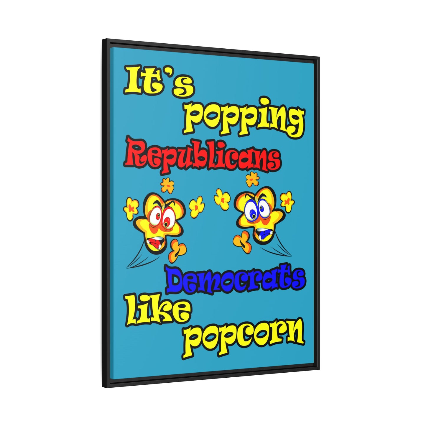popping like popcorn - framed canvas art (turquoise)