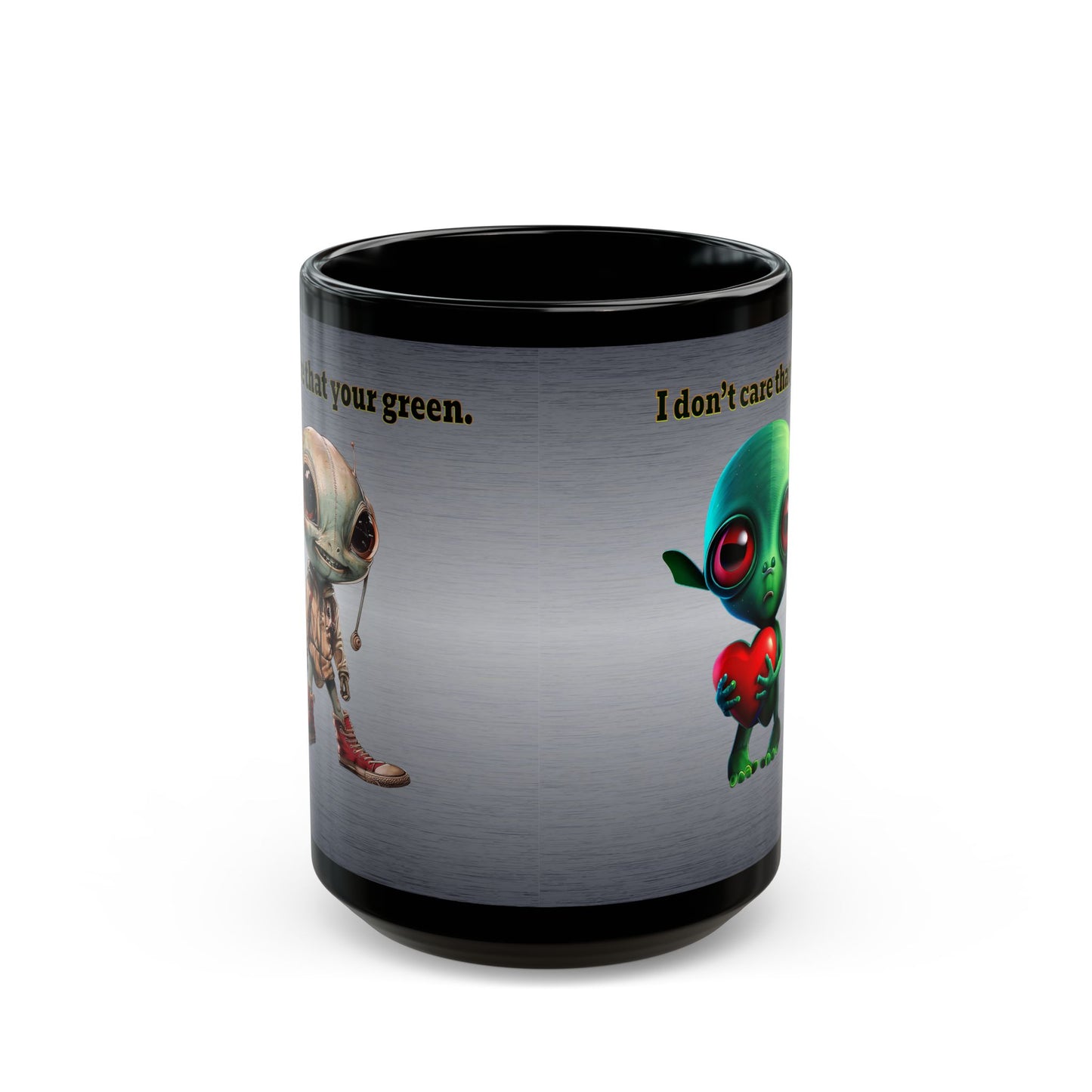 I don't care that your grey - Black Mug (brushed nickel)