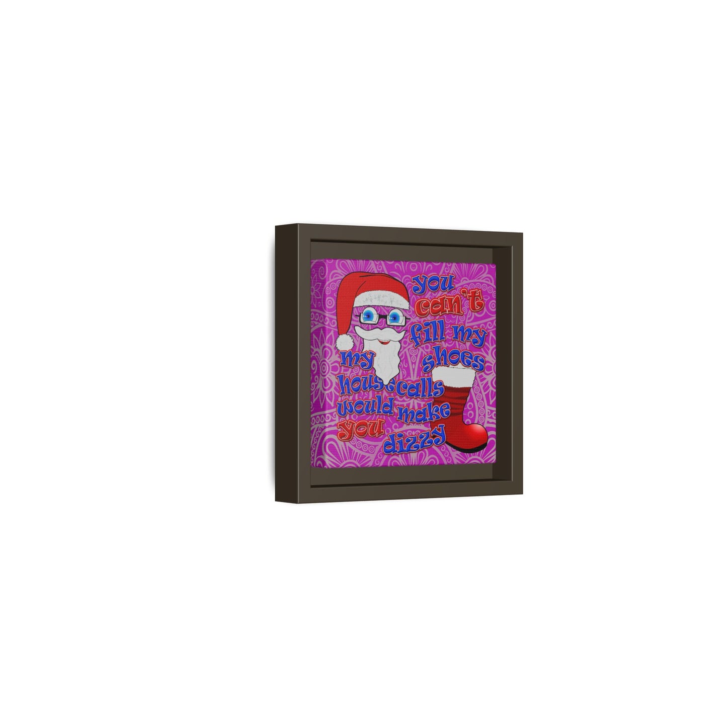 santa's shoes - framed canvas art (pink swirl)