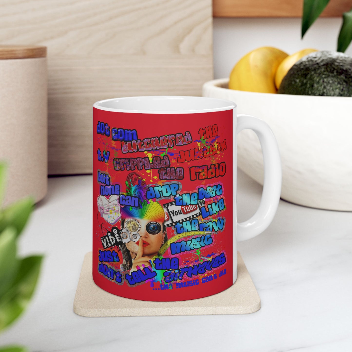 drop the beat - White Mug (dark red)