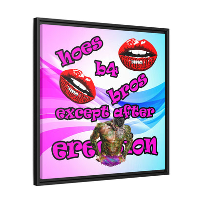 hoes b4 bros - framed canvas art (light blue-pink wave)