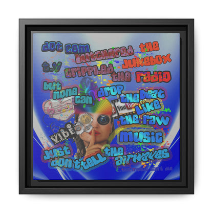 drop the beat - framed canvas art (blue-white wave)