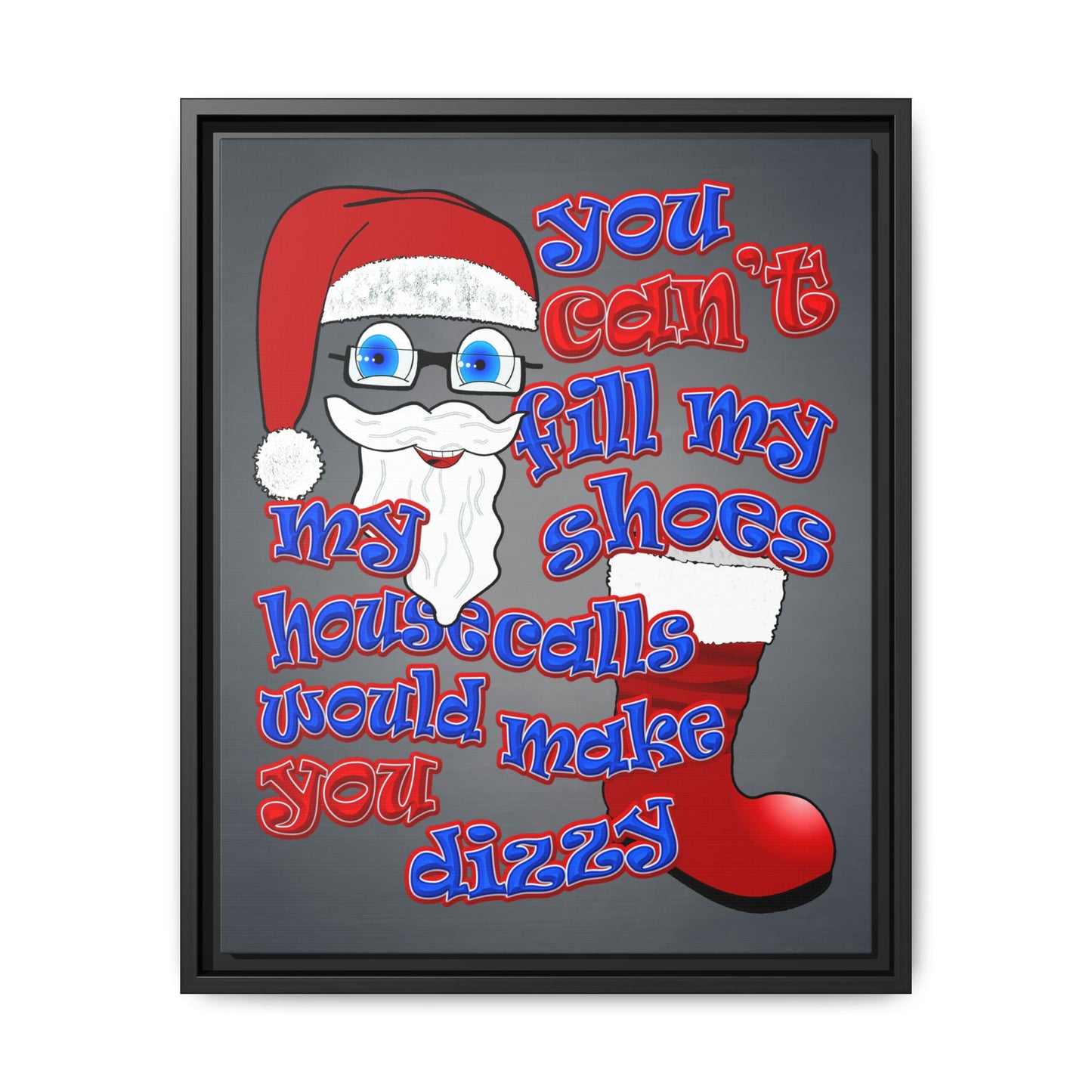 santa's shoes - framed canvas art (grey-light grey)
