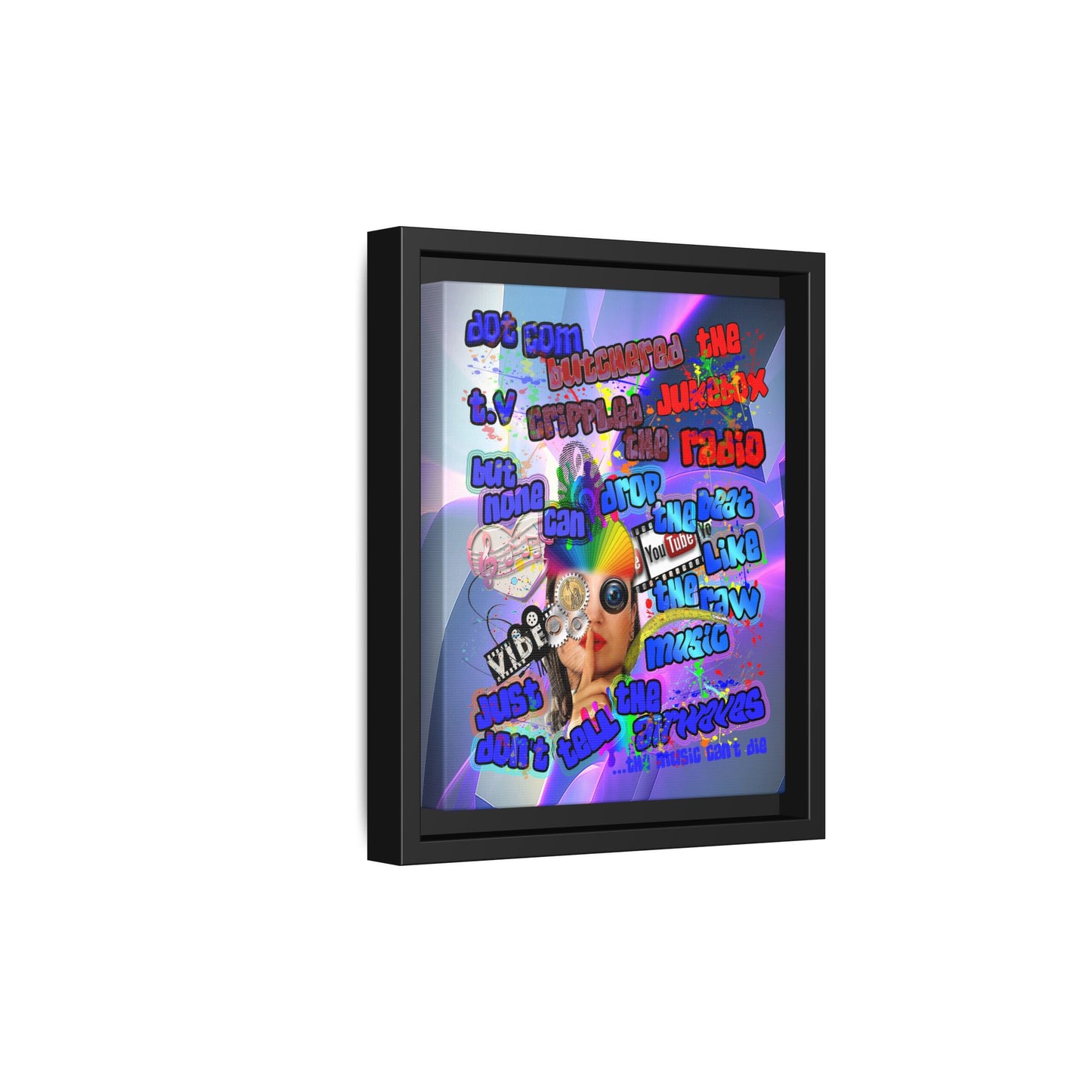 drop the beat - framed canvas art (grey-pink wave)