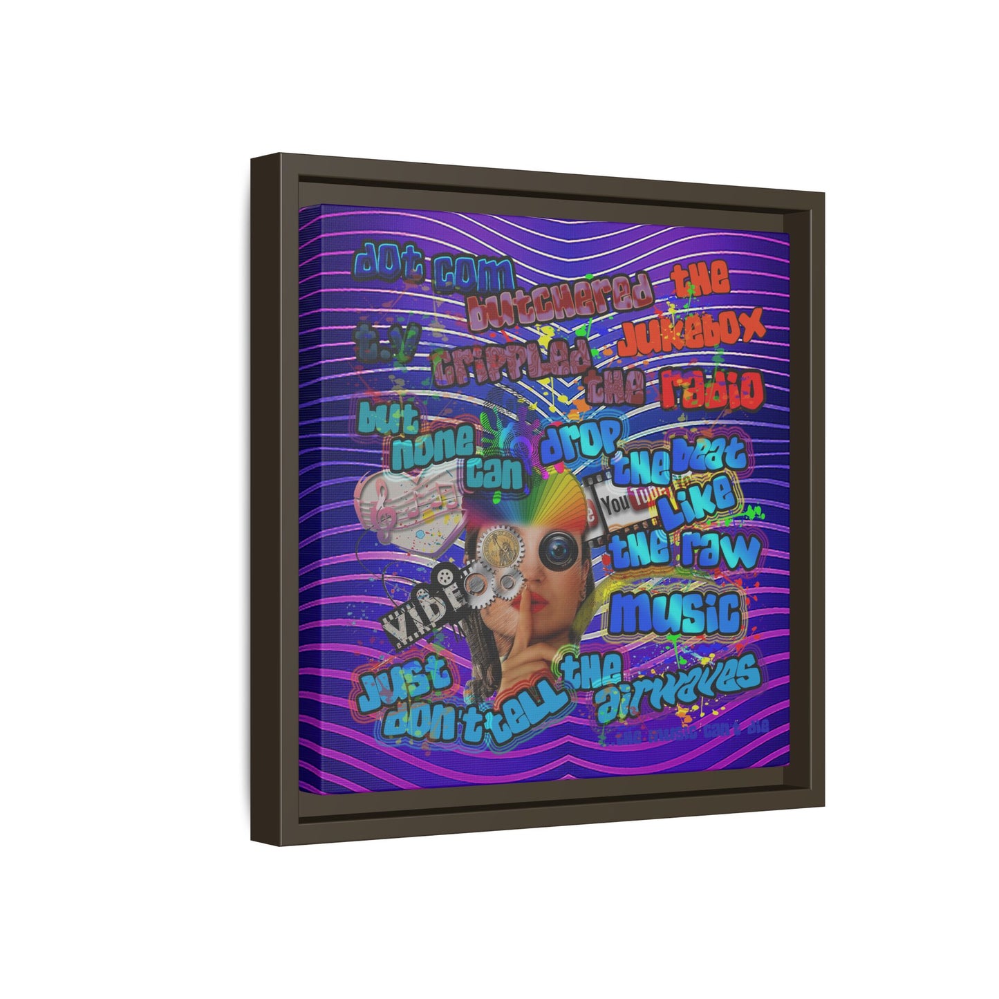 drop the beat - framed canvas art (purple wave)