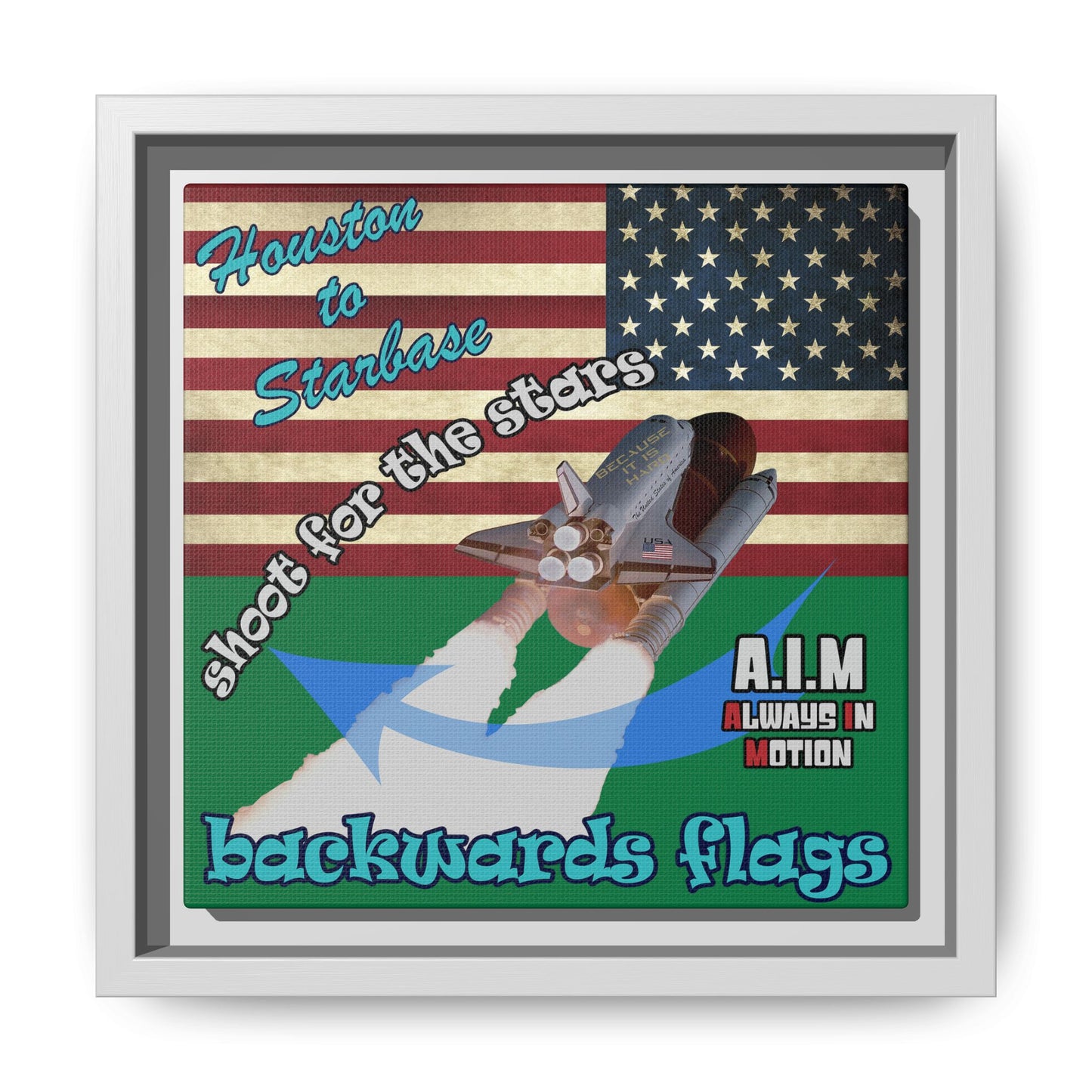 shoot for the stars - framed canvas art (dark green)