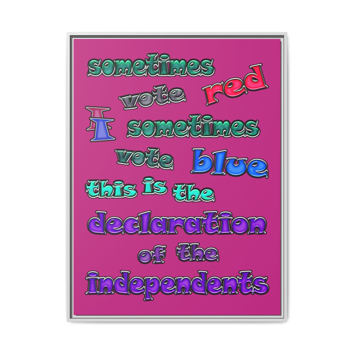 declaration of the independents - framed canvas art (pink)