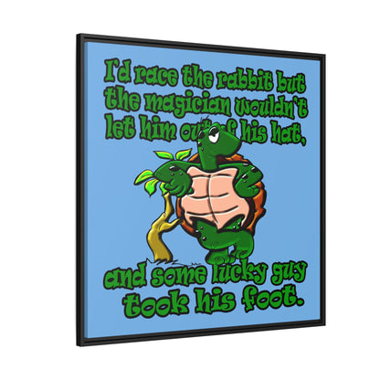 turtle race - framed canvas art (light blue)