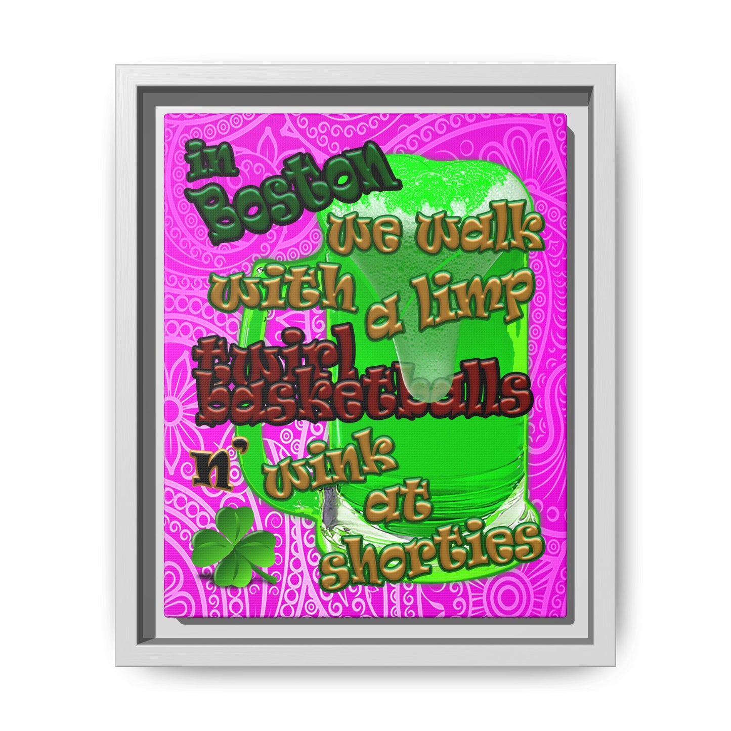 celtics logo - framed canvas art (pink swirl)
