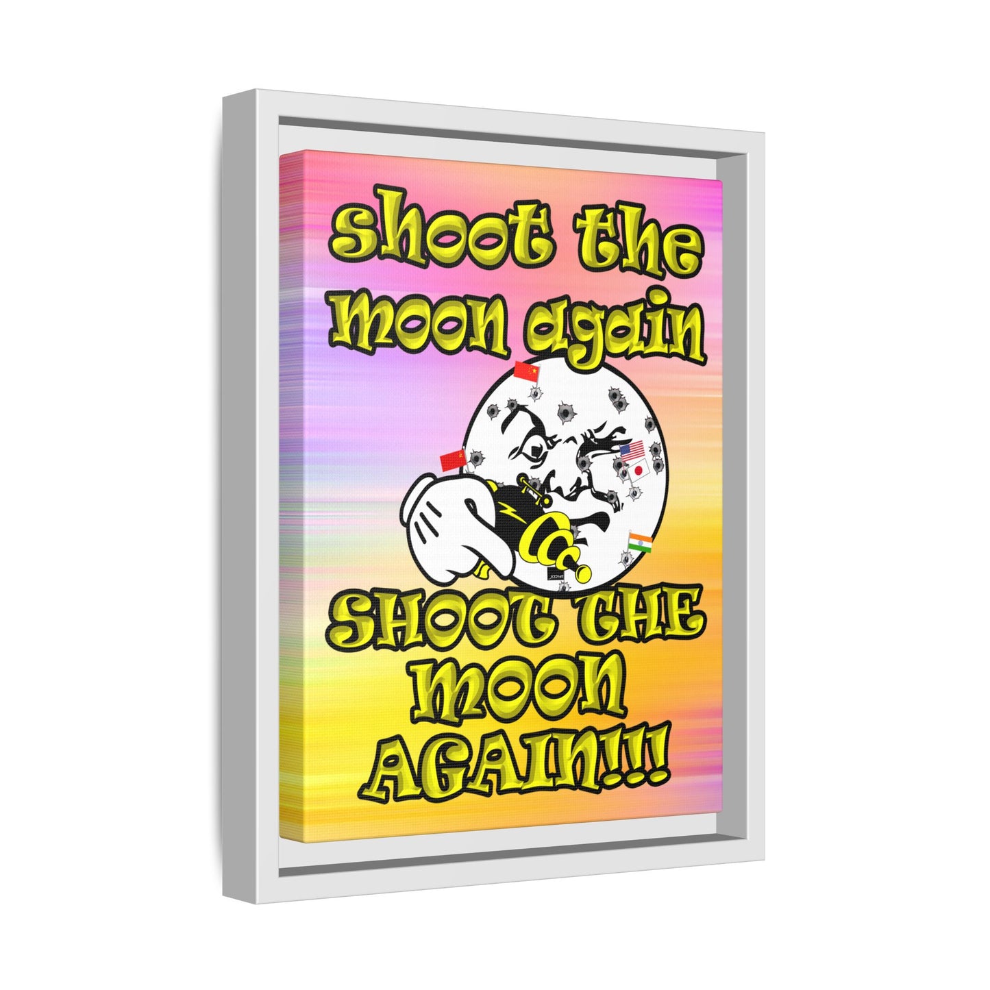 shoot the moon again - framed canvas art (color blur)