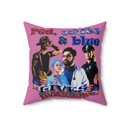 rw&b lives matter - Spun Polyester Square Pillow - (light pink)