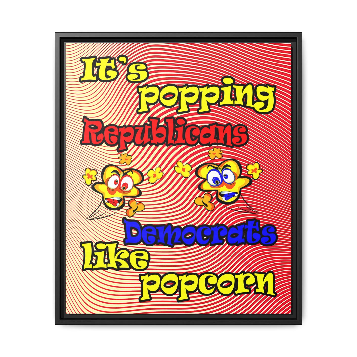 popping like popcorn - framed canvas art (yellow-orange wave)