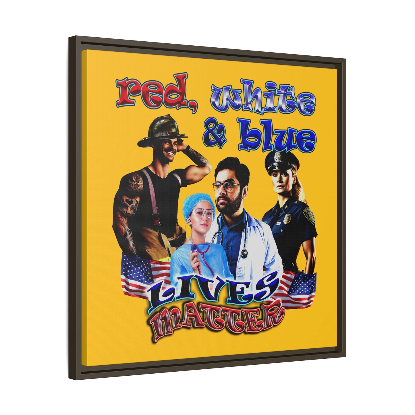 rw&b lives matter - framed canvas art (yellow)