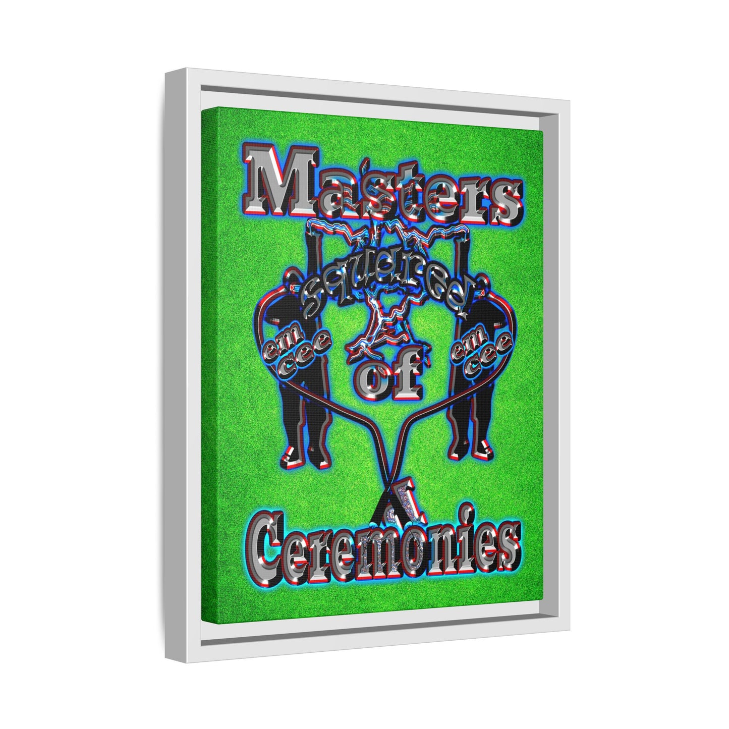 em cee squared - framed canvas art (green turf)