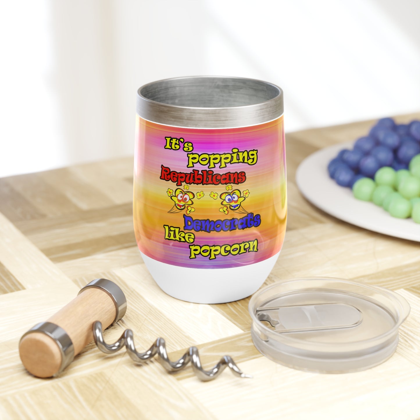 popping like popcorn - Chill Wine Tumbler (color blur)