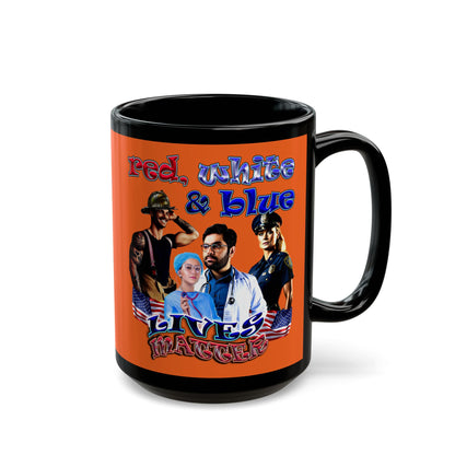 rw&b lives matter - Black Mug (orange)