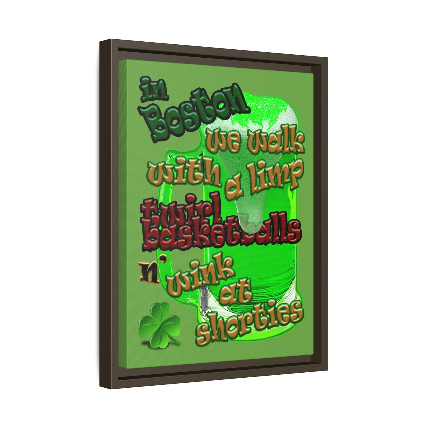 celtics logo - framed canvas art (green)