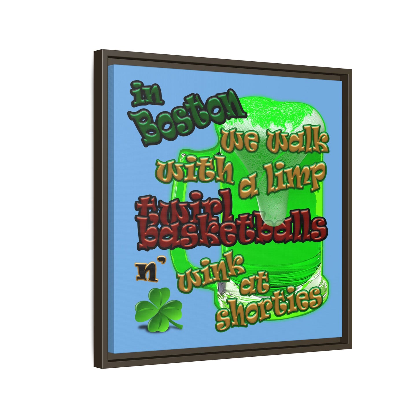 celtics logo - framed canvas art (light blue)