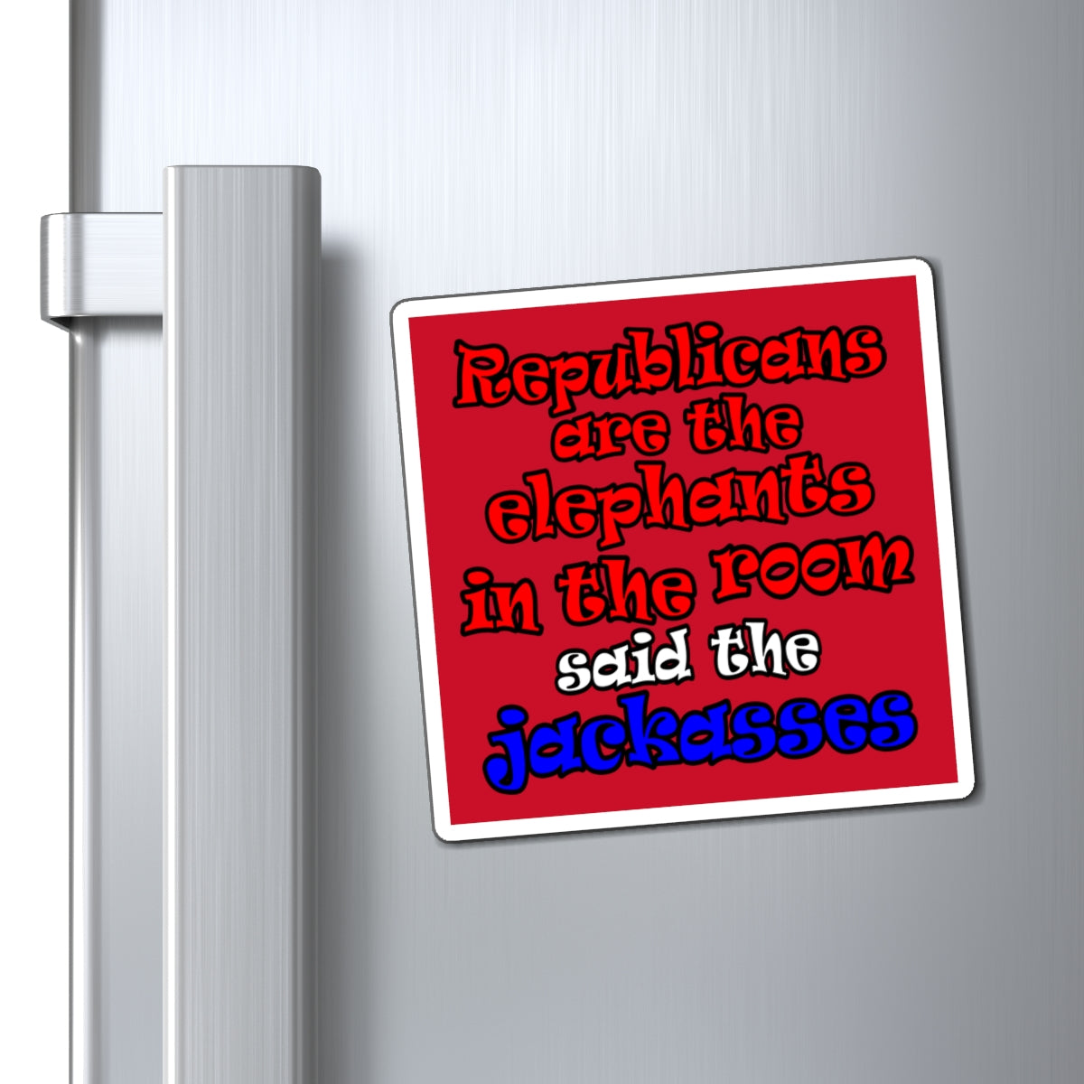 donkeys and elephants - Magnets - (dark red)