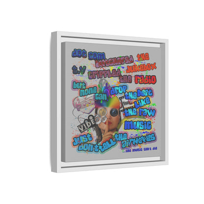 drop the beat - framed canvas art (light grey)