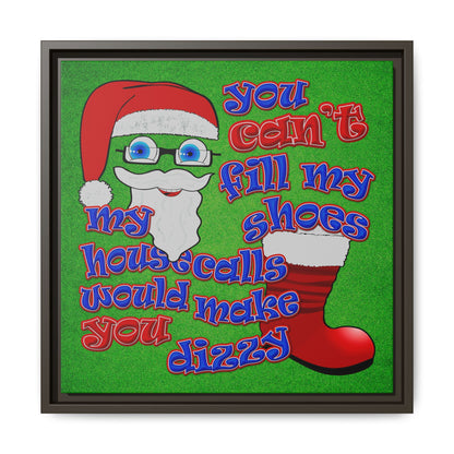 santa's shoes - framed canvas art (green turf)