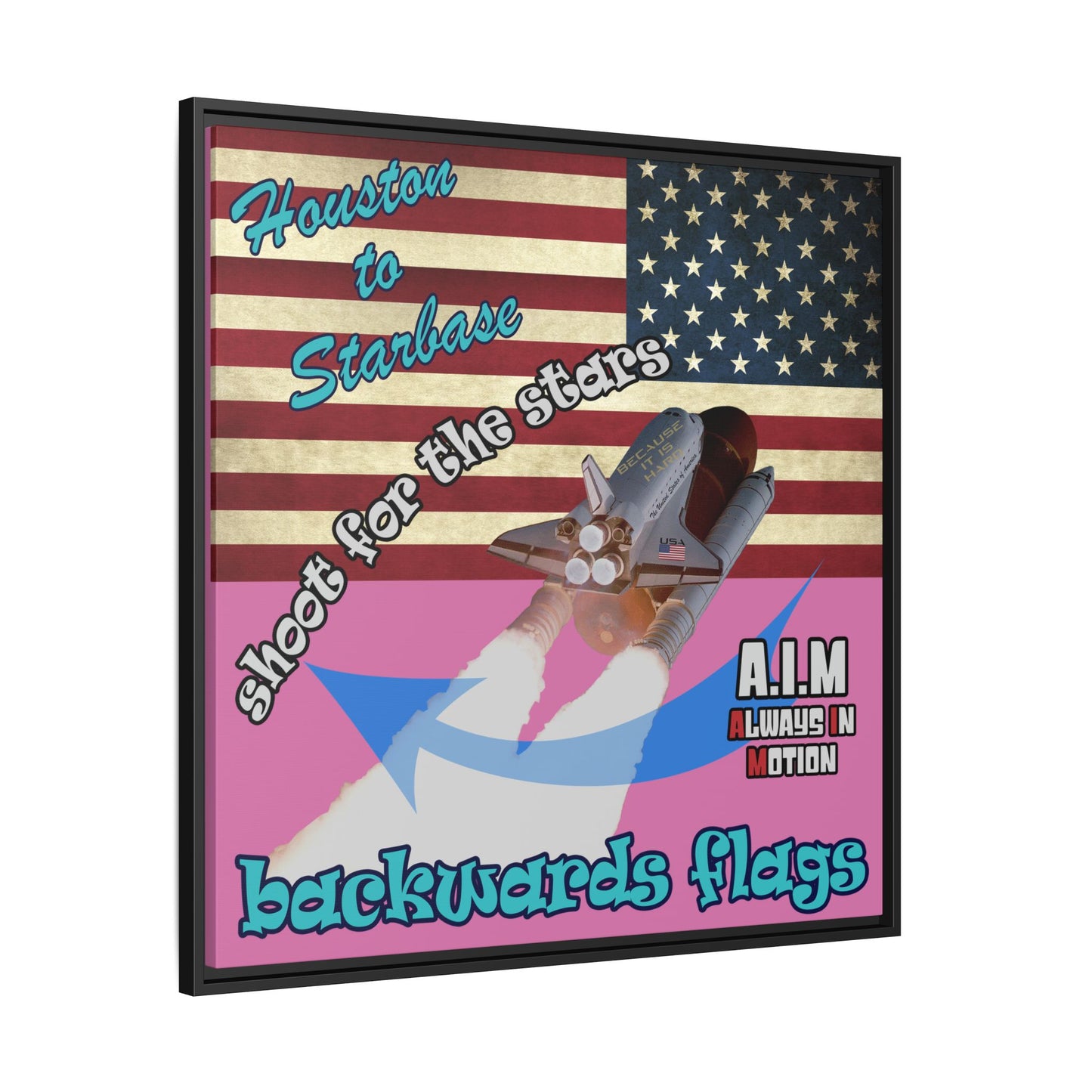 shoot for the stars - framed canvas art (light pink)