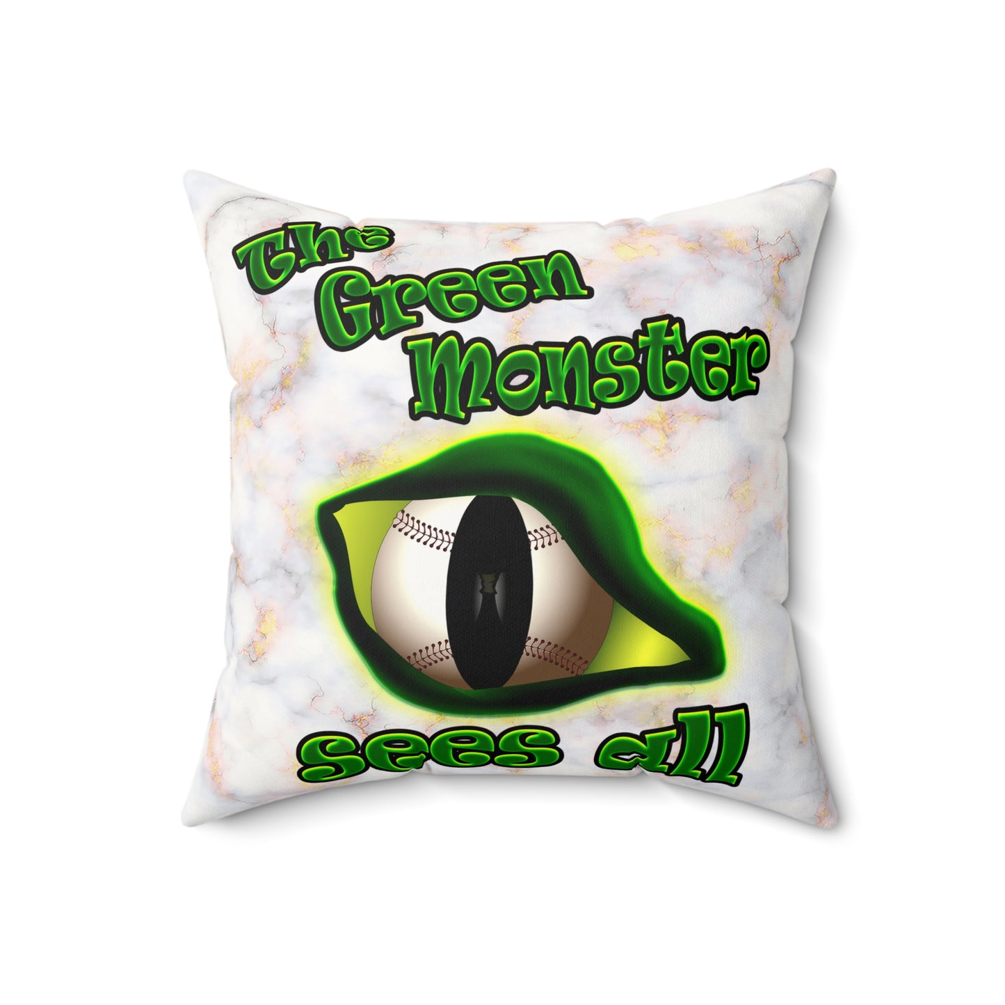 green monster - Faux Suede Square Pillow - (white marble)