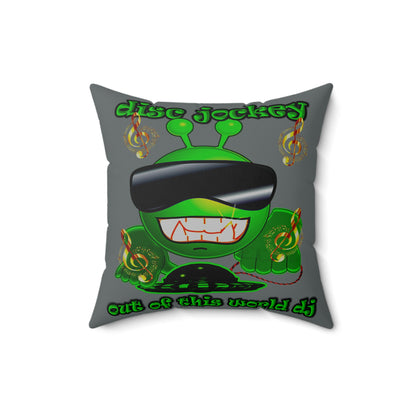 disc jockey - Spun Polyester Square Pillow - (dark grey)