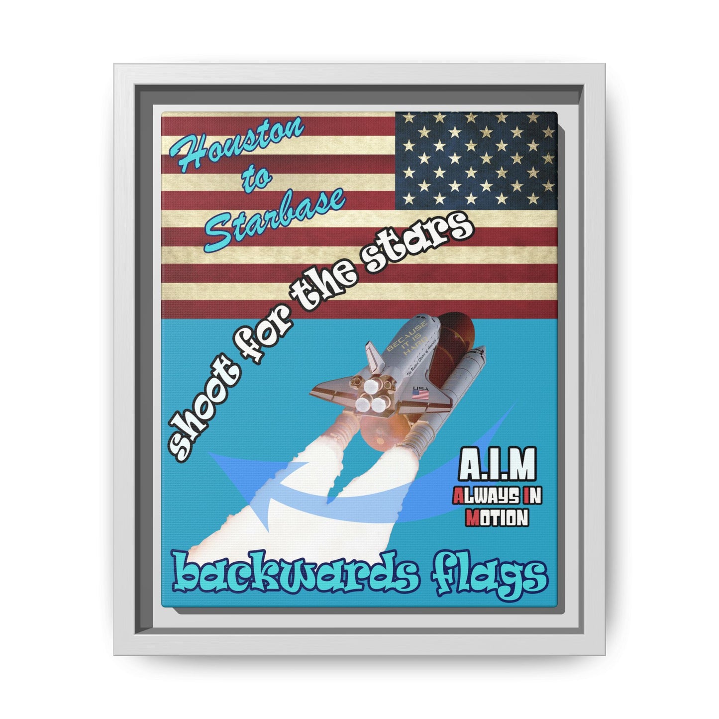 shoot for the stars - framed canvas art (turquoise)