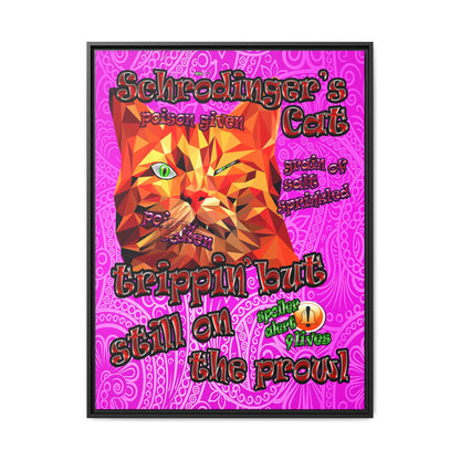 schrodinger's cat - framed canvas art (pink swirl)