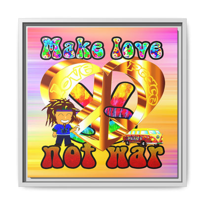 love peace - framed canvas art (color blur)