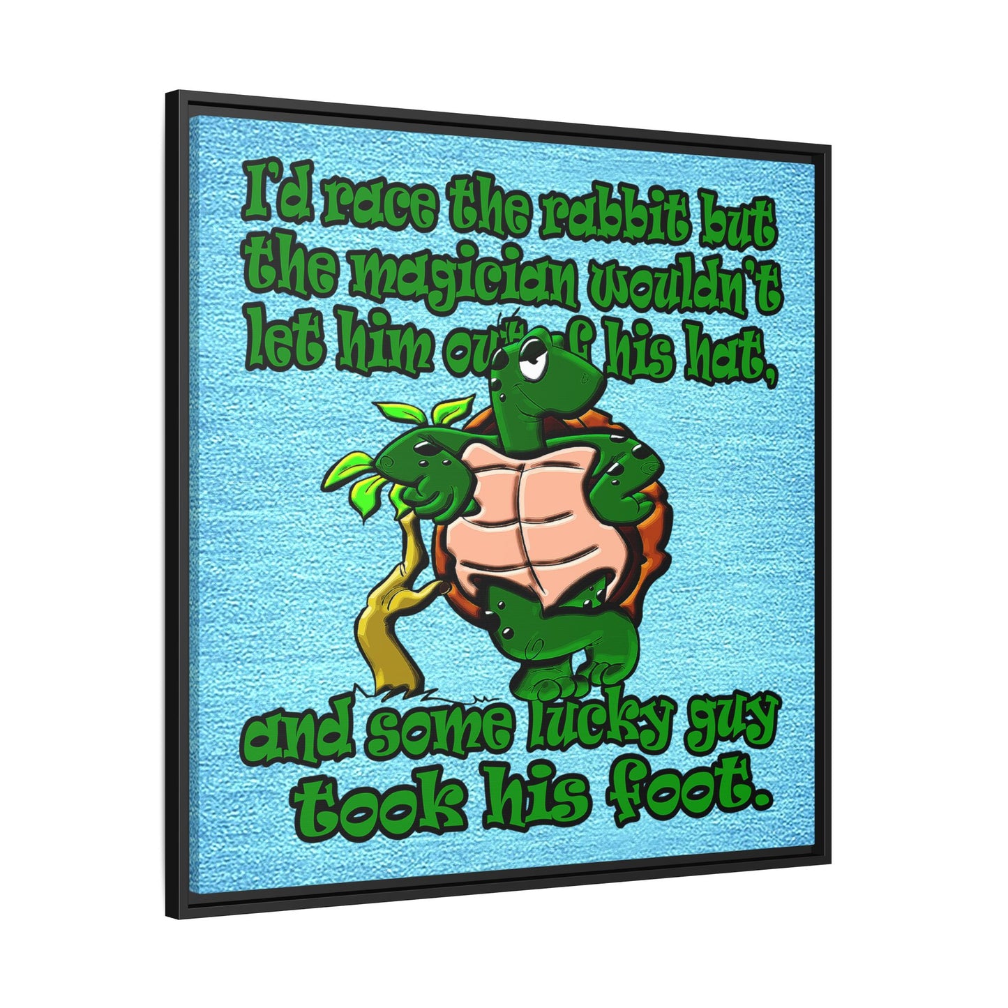 turtle race - framed canvas art (faded blue)
