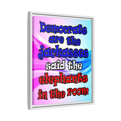 donkeys and elephants - framed canvas art (light blue-pink wave)