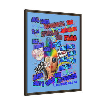 drop the beat - framed canvas art (light blue)