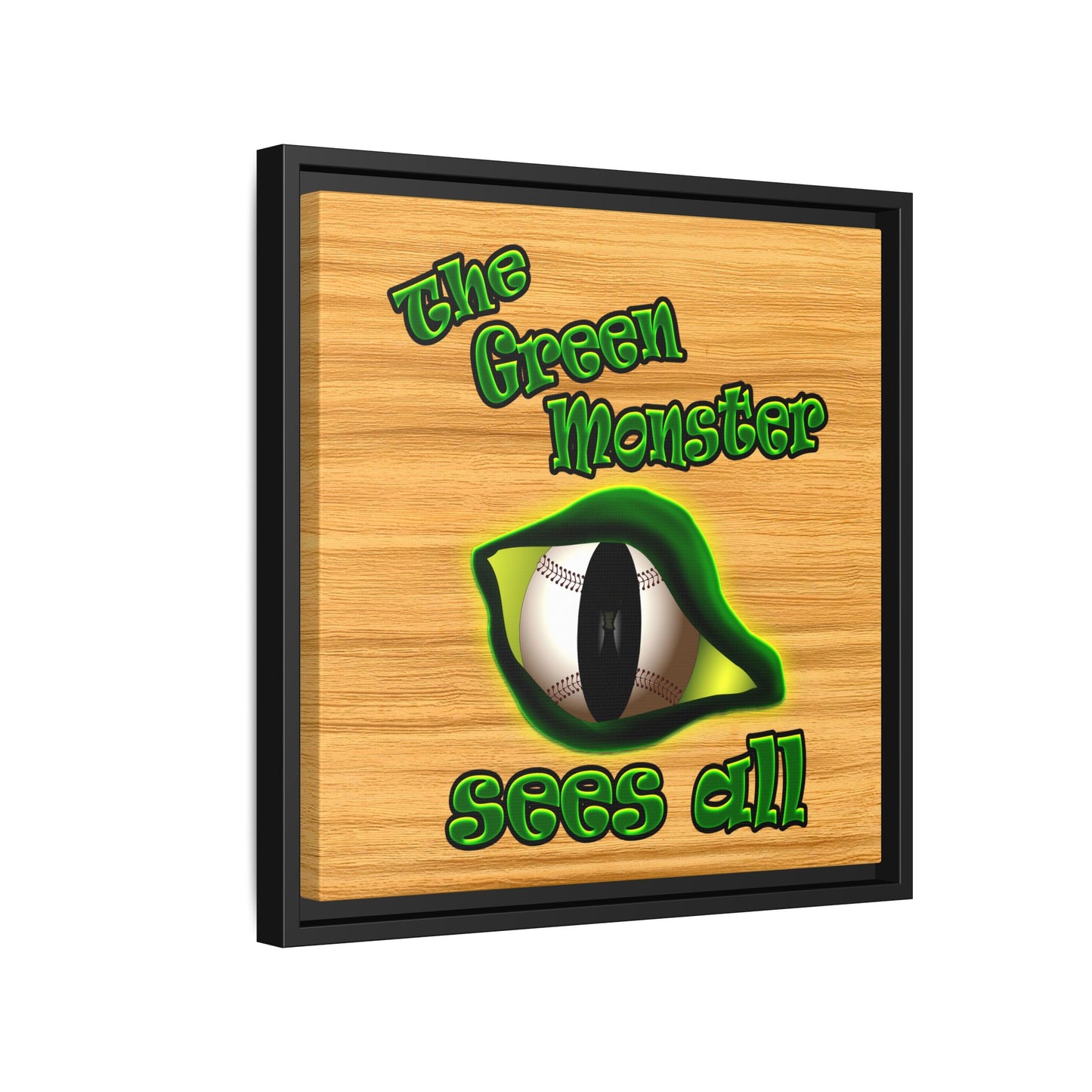 green monster - framed canvas art (butterscotch wood finish)