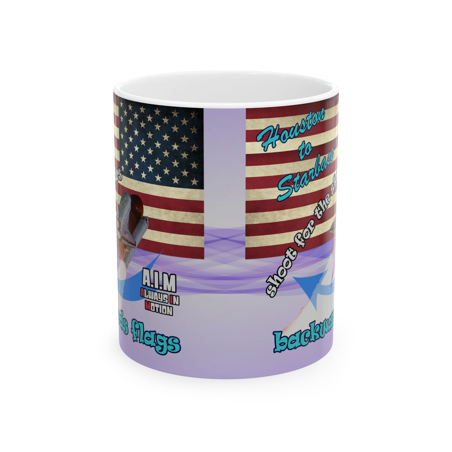 shoot for the stars - White Mug (light blue-pink wave)