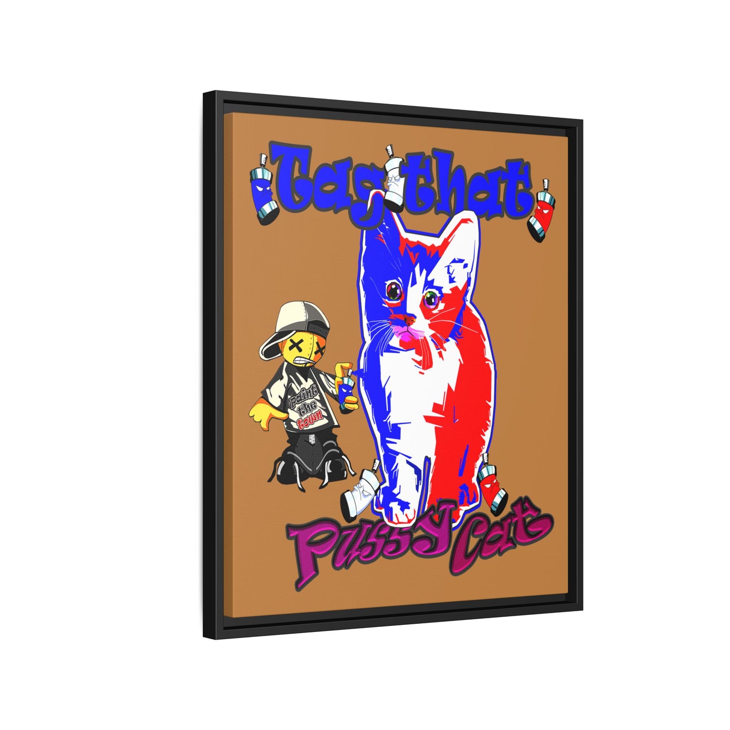 tag that - framed canvas art (light brown)