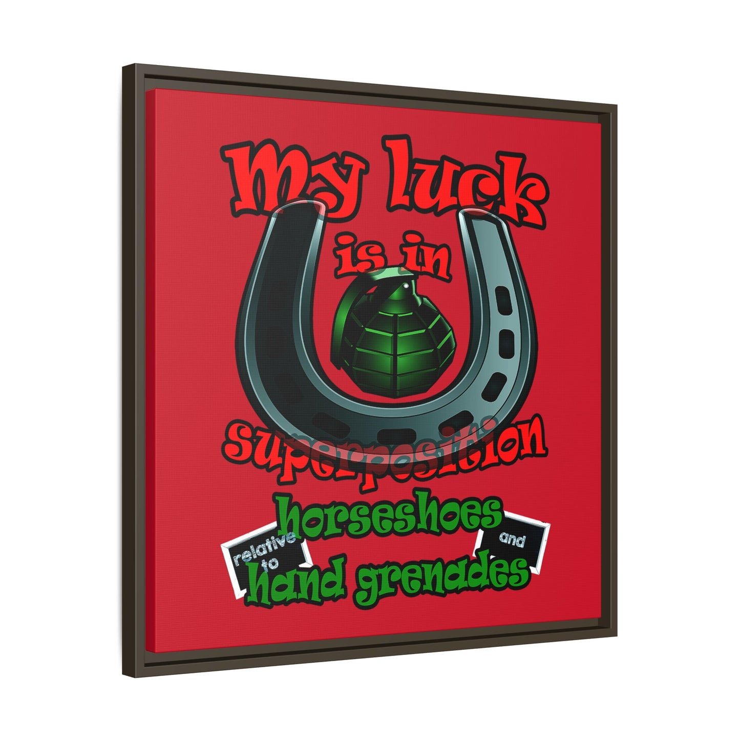 my luck - framed canvas art (dark red)